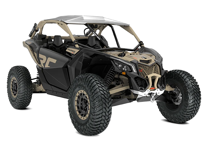 ORV-SSV-MY23-Maverick-XRC72-TurboRR-Mineral-Gray-Desert-Tan-SKU0009MPC00-Studio-34FR-CE